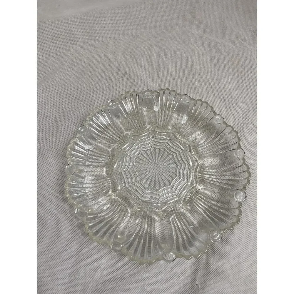 Deviled Egg Oyster Platter vintage ‎ 10x10x1